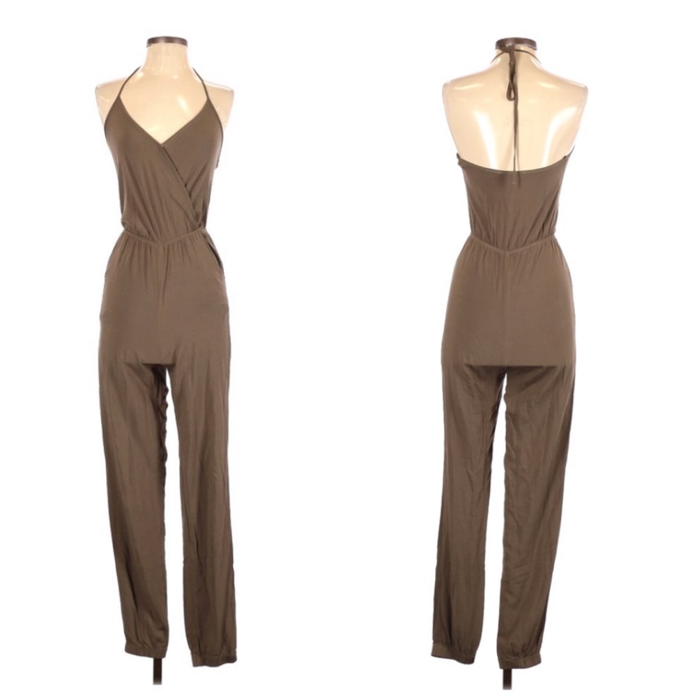 Learning to Fly Olive Halter Jumpsuit from Lulu’s